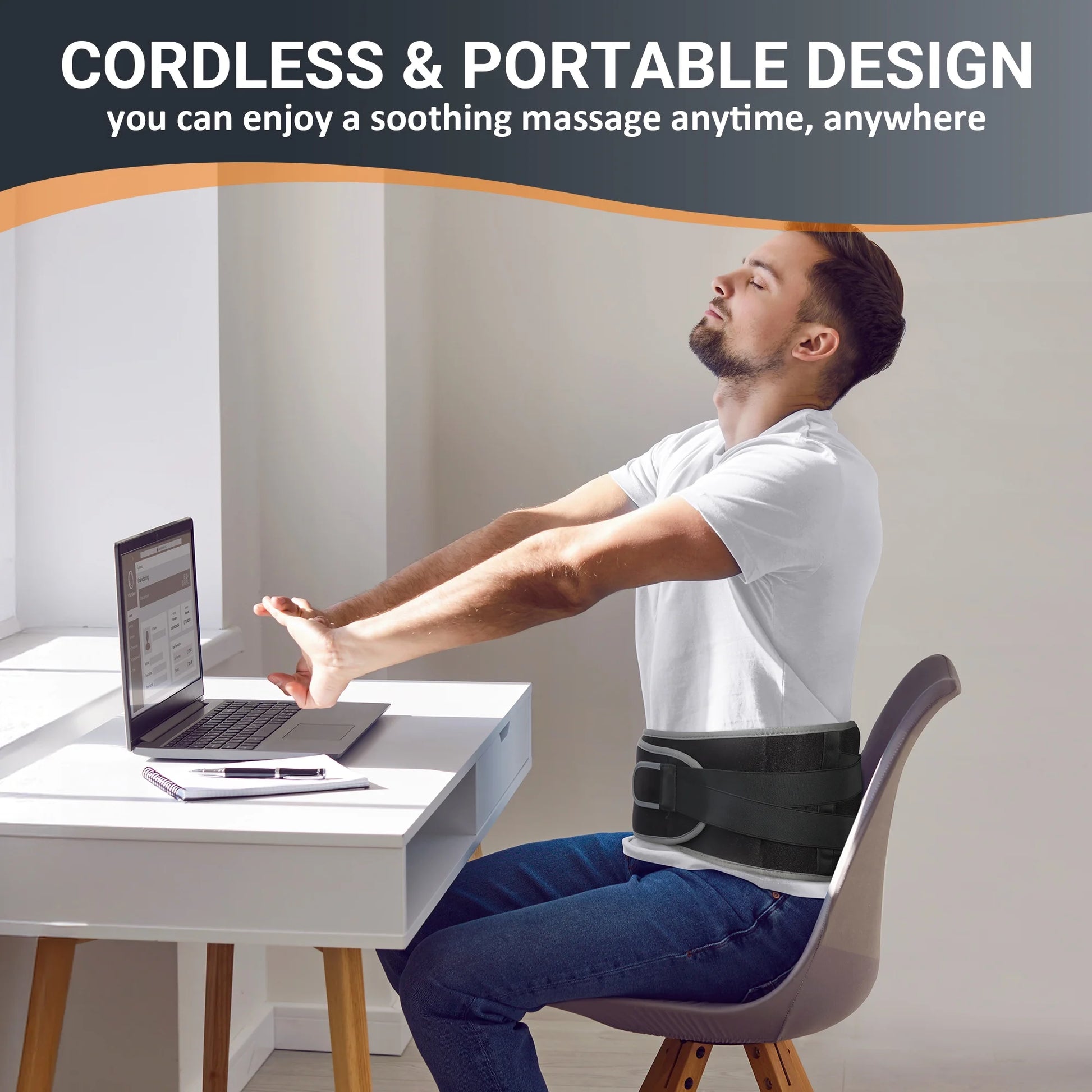 Cordless Heating Pad for Back Pain Relief,  Battery Power Waist Belt with Massage