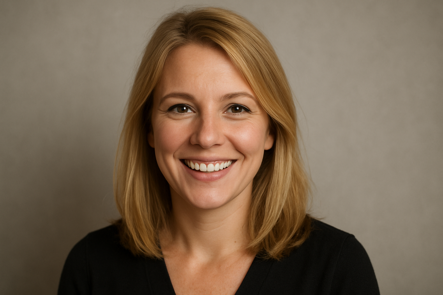 create a blonde women smiling