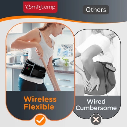 Cordless Heating Pad for Back Pain Relief,  Battery Power Waist Belt with Massage
